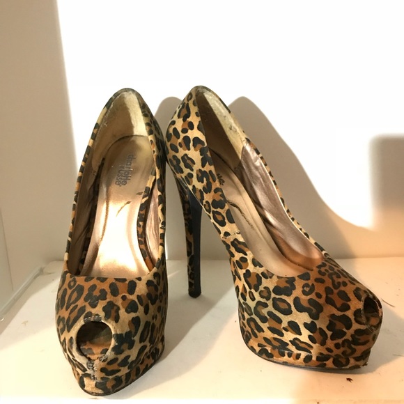 Beige Leopard Platform High Heel Pumps - Picture 2 of 3